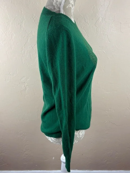 J. Crew Kelly Green Sparkle Heart Cashmere Sweater Women’s Size Medium - Picture 10 of 10
